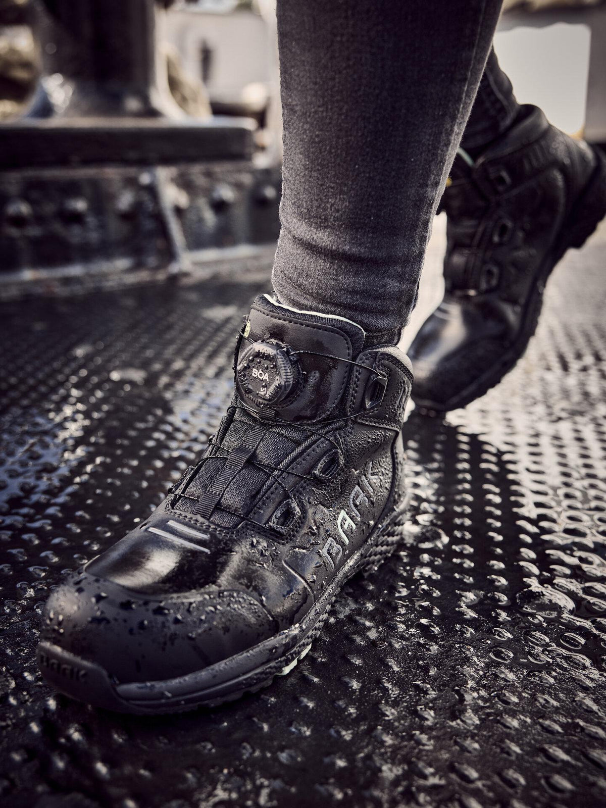 BAAK Damensicherheitsstiefel Alessia S3S ESD Mikrofaser/TPU – Schwarz/Grün