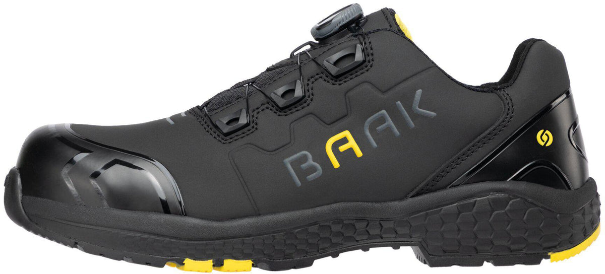 BAAK Sicherheitsschuh Alex S3S ESD – Mikrofaser, schwarz/gelb, Gr. 38