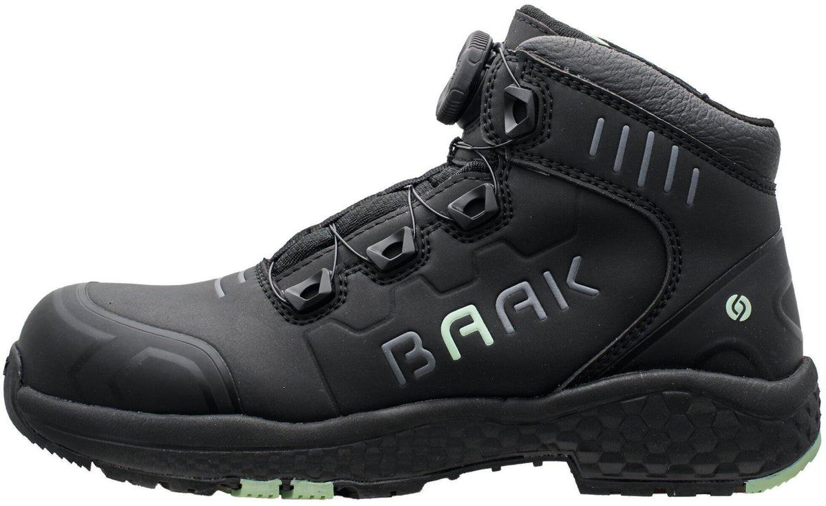 BAAK Damensicherheitsstiefel Alessia S3S ESD Mikrofaser/TPU – Schwarz/Grün