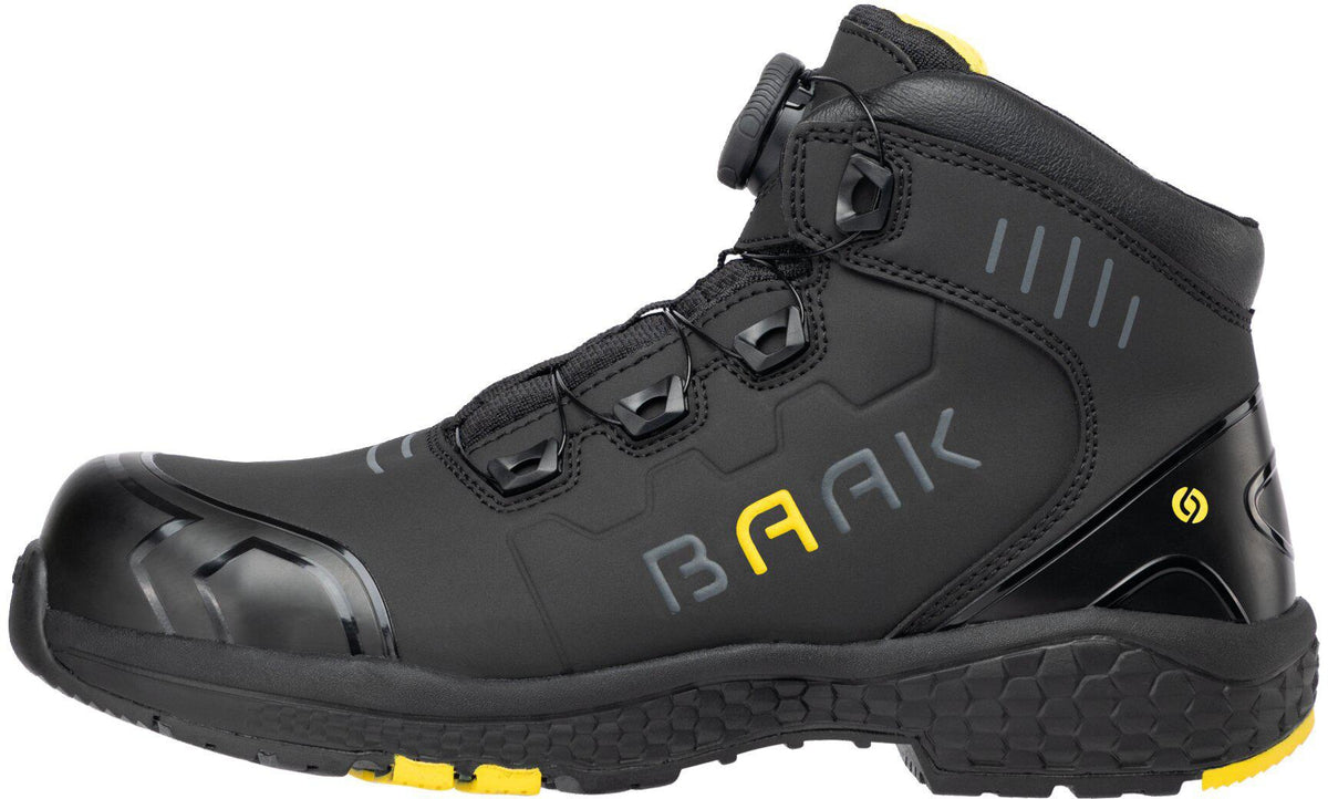 BAAK Sicherheitsstiefel Alexander S3S ESD – Mikrofaser, schwarz/gelb, Gr. 38