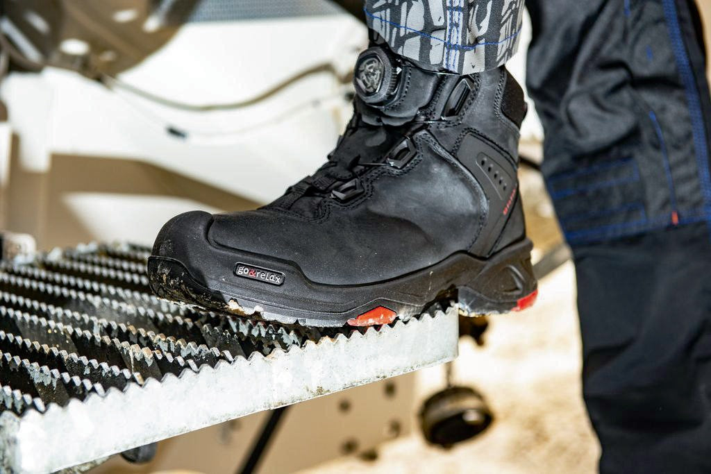 BAAK Sicherheitsstiefel Braxton S3 HI HRO SRC mit BOA® Fit System, Rindleder, schwarz/rot