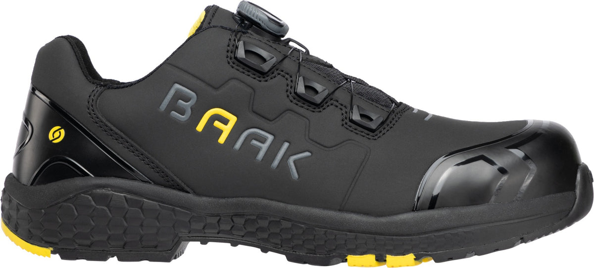 BAAK Sicherheitsschuh Alex S3S ESD – Mikrofaser, schwarz/gelb, Gr. 38