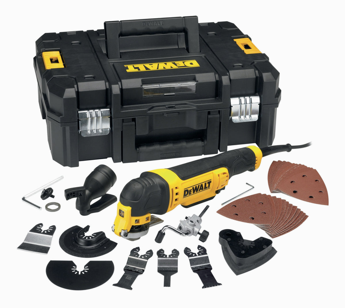 DEWALT Multifunktionswerkzeug DWE315KT 2x1,6° – 300 W, werkzeugloser Zubehörwechsel