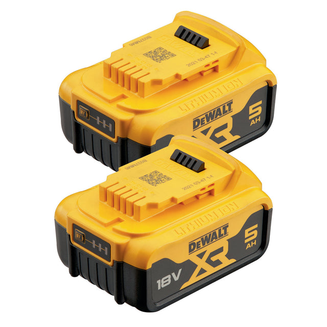DEWALT DCB184P2 18V 5Ah Akku-Pack-Set – 2 Lithium-Ionen-Akkus mit LED-Ladestandsanzeige