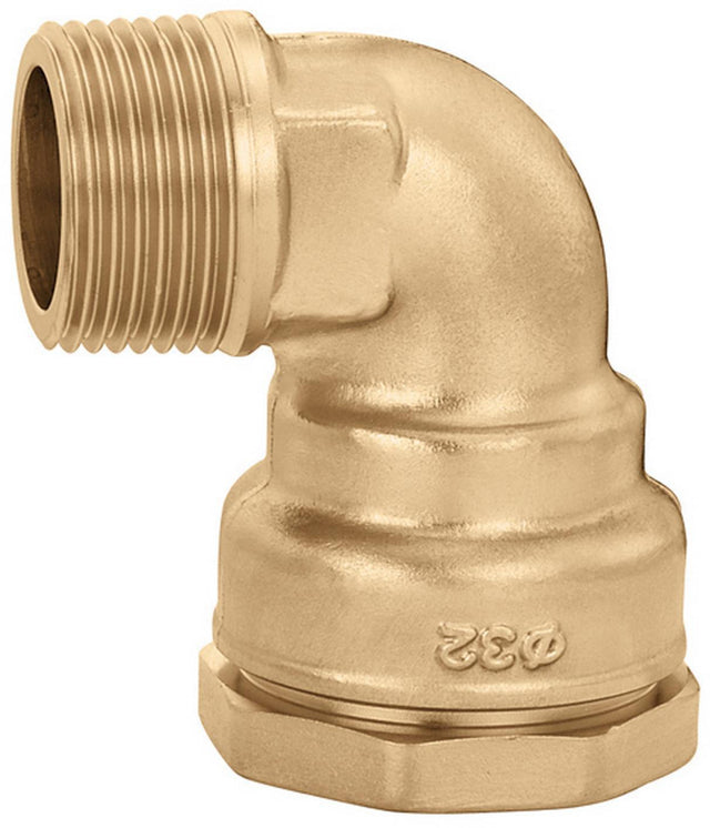 CALEFFI Winkel-Anschlussverschraubung AG 20 mm x 1/2" AG für PE-Kunststoffrohr, Messing, Serie 867