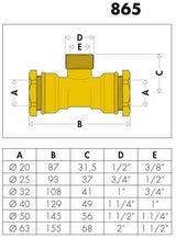 CALEFFI T-Verschraubung 865 reduziert 20 mm x 1/2" AG x 3/8" IG für PE-Rohr