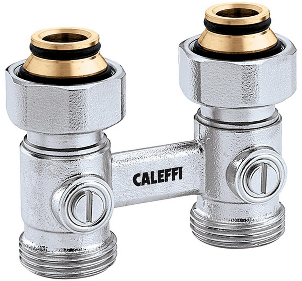 CALEFFI Zweirohr Hahnblock 301 Durchgang 3/4″ IG x 3/4″ AG – für Heizkörper