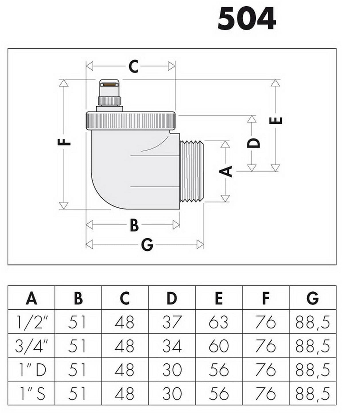 CALEFFI Aercal 504 Automatischer Schnellentlüfter 1/2" AG – Verchromt mit Aquastop