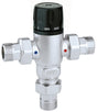 CALEFFI Thermomischer 521 mit Rückschlagventilen 3/4" AG, 30-65 °C einstellbar, Messing verchromt