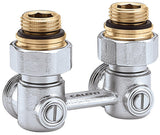 CALEFFI Zweirohr-Hahnblock Eck 1/2" AG x 3/4" AG mit Reduziernippel – Serie 301
