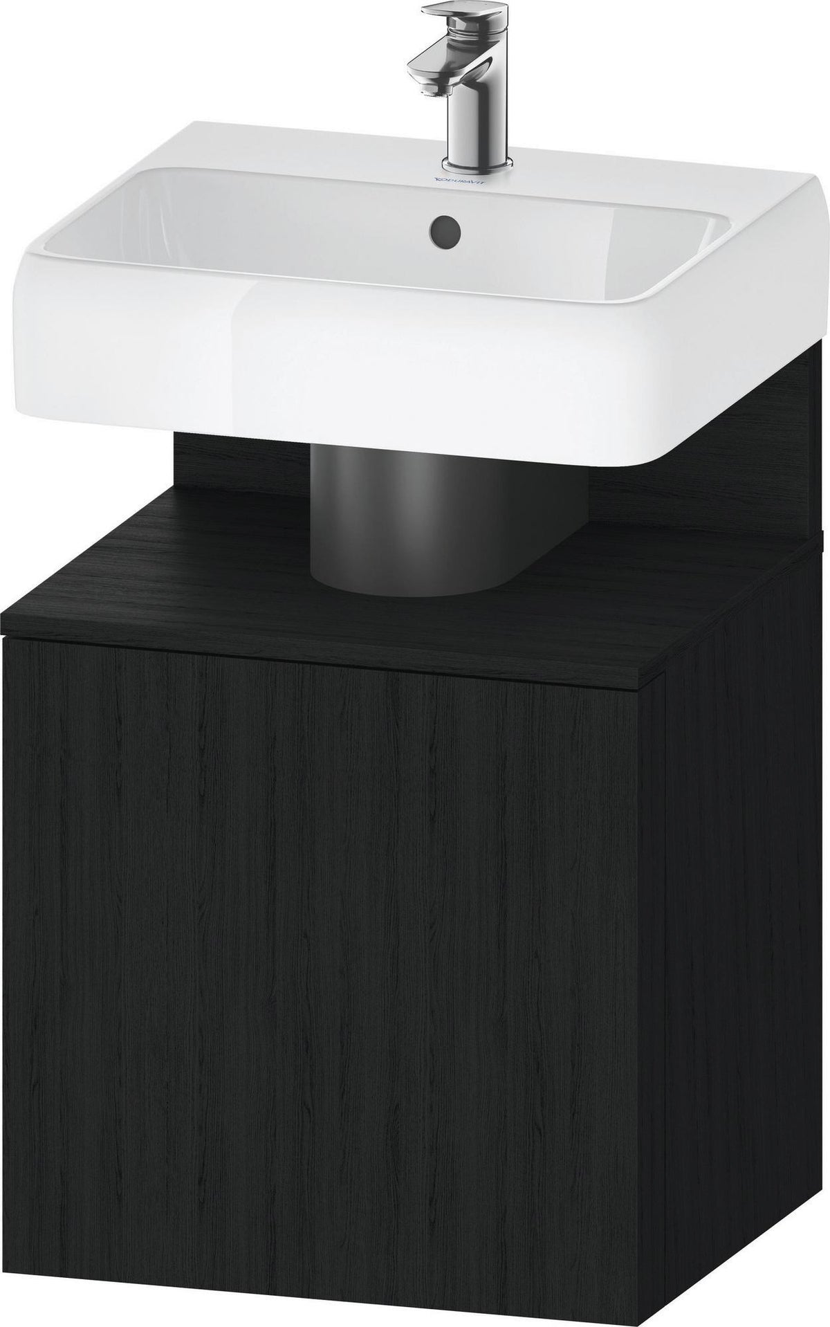 DURAVIT Qatego Waschtischunterbau 490 mm wandhängend, 1 Tür links, Weiß Matt mit Eiche Schwarz Nische