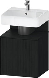 DURAVIT Qatego Waschtischunterbau 490 mm wandhängend, 1 Tür links, Weiß Matt mit Eiche Schwarz Nische