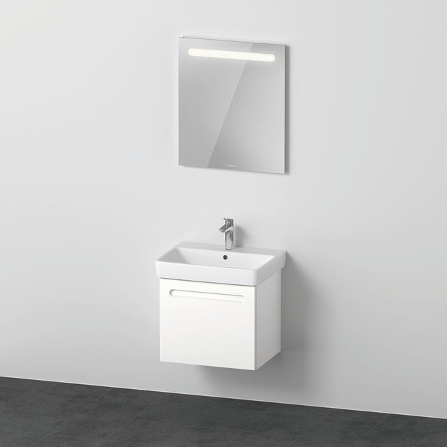 Duravit No.1 Möbel-Set 600x450mm Weiß Matt mit Waschtisch, Unterbau, Auszug und Spiegel