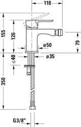 DURAVIT A.1 Einhebel-Bidetmischer mit Zugstangen-Ablaufgarnitur, chrom, Ausladung 118 mm