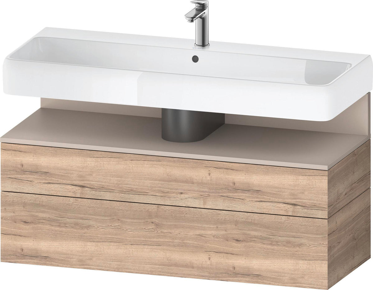 Duravit Qatego Waschtischunterbau 1190 mm – Weiß Matt mit Eiche Schwarz Nische, 1 Auszug, LED