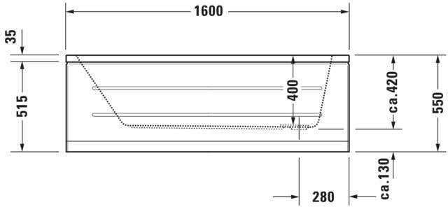 DURAVIT D-Code Einbau-Badewanne 1700x750 mm Weiß mit Überlauf und 1 Rückenschräge