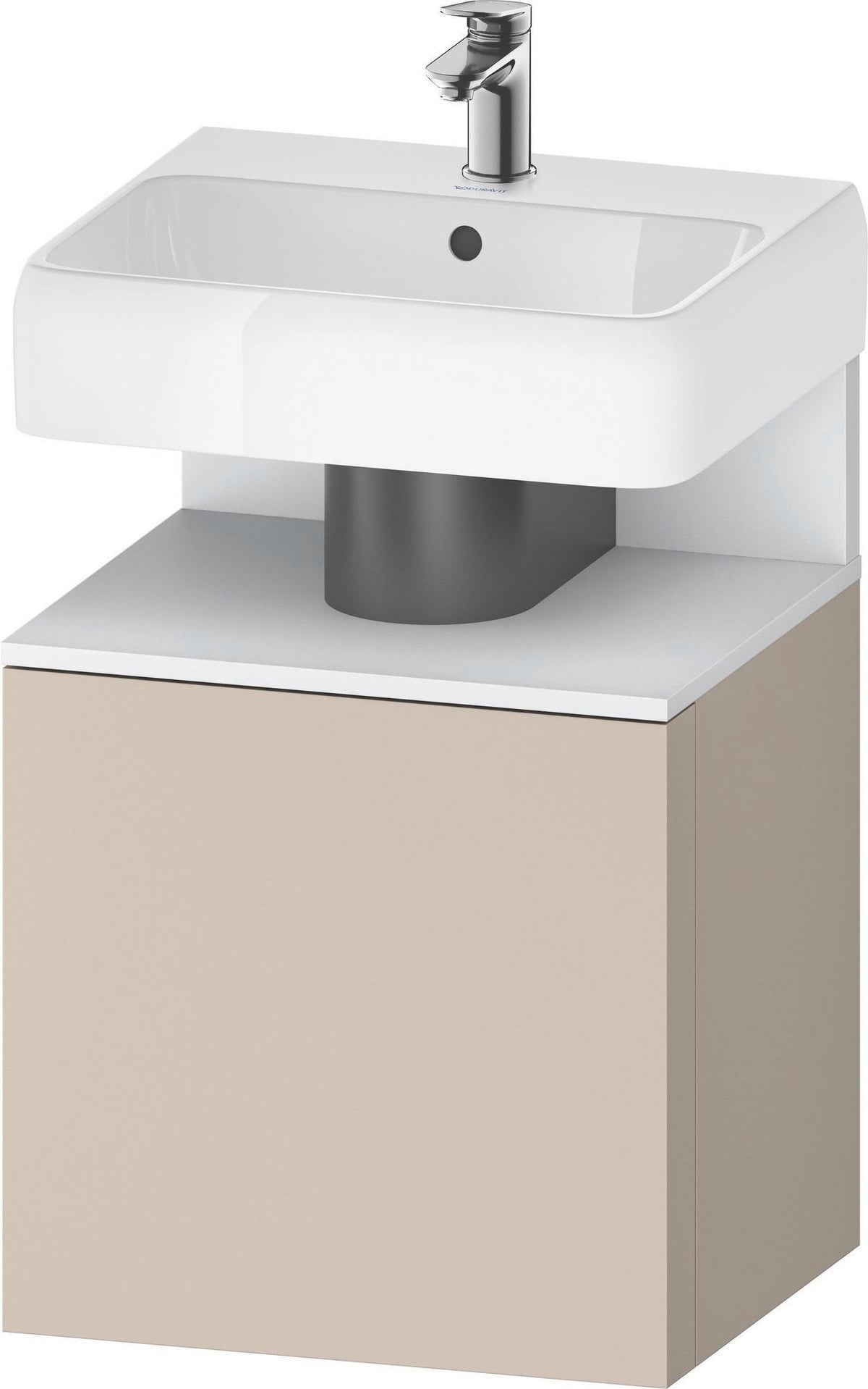 DURAVIT Qatego Waschtischunterbau 490 mm wandhängend, 1 Tür links, Weiß Matt mit Eiche Schwarz Nische