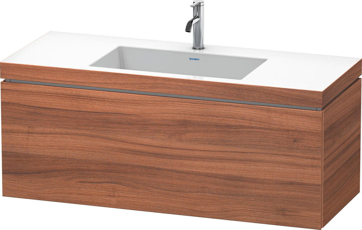 DURAVIT L-Cube c-bonded Waschtischset 1200 mm Nussbaum Natur mit Vero Air Waschtisch und Auszug