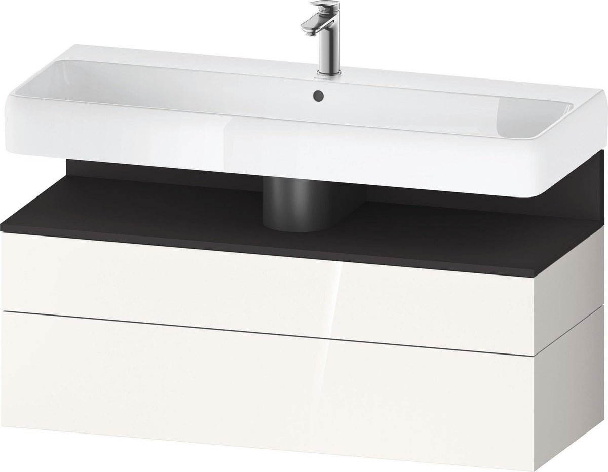 Duravit Qatego Waschtischunterbau 1190 mm – Weiß Matt mit Eiche Schwarz Nische, 1 Auszug, LED