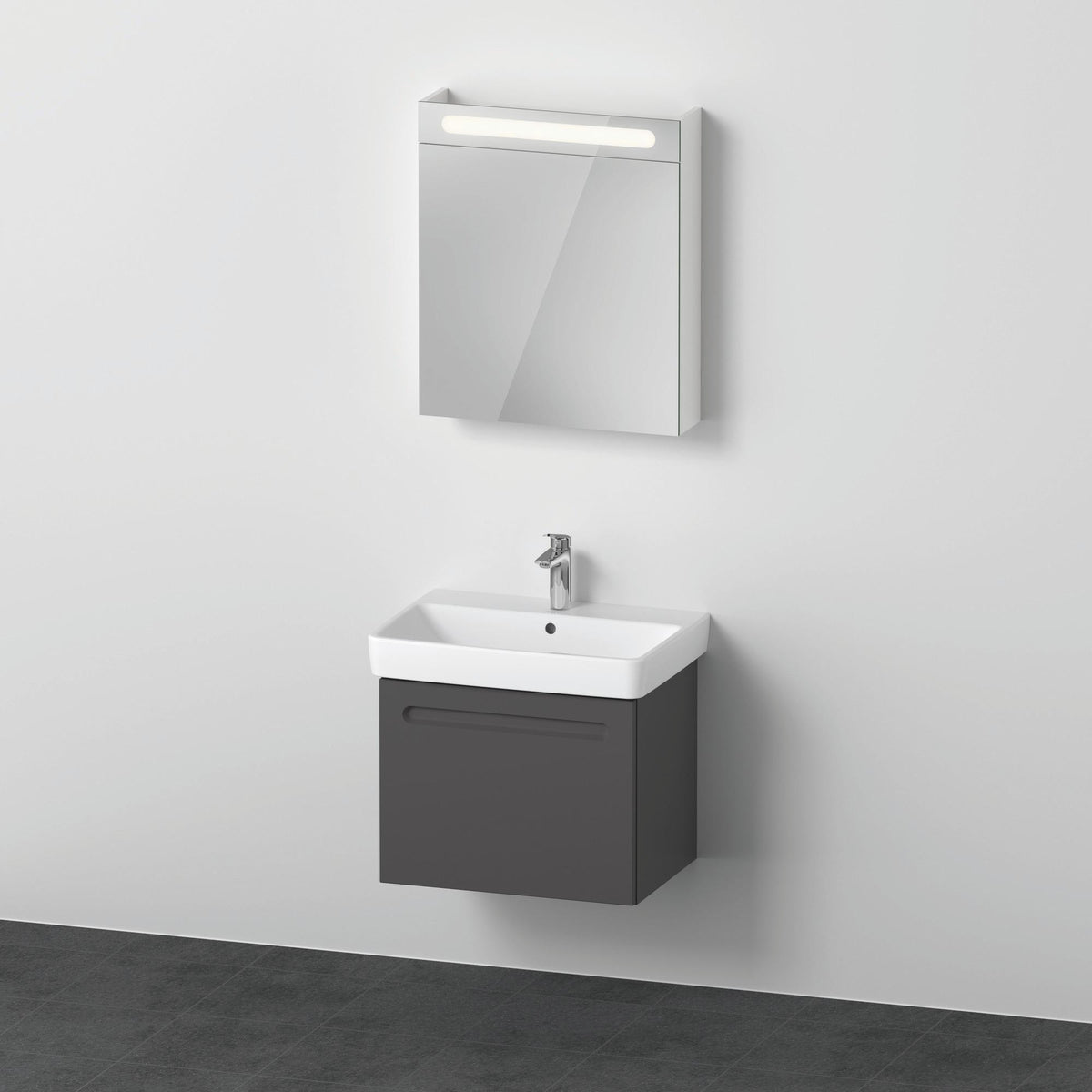 Duravit No.1 Möbel-Set 550x450mm mit Waschtisch, Unterbau und Spiegelschrank – Weiß Matt