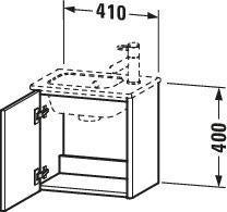 Duravit Waschtischunterbau XSquare, 1 Tür rechts, 410x289x400 mm, Eiche Schwarz – Wandhängend mit Tip-On