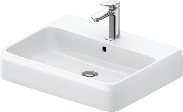 DURAVIT Qatego Waschtisch 600 mm mit Hahnlochbank und Überlauf in Weiß mit HygieneGlaze