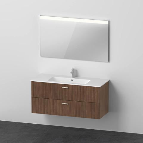 DURAVIT XBase Möbel-Set 1230 mm mit Waschtisch, Unterschrank, Spiegel in Nussbaum Dunkel