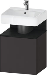 DURAVIT Qatego Waschtischunterbau 490 mm wandhängend, 1 Tür links, Weiß Matt mit Eiche Schwarz Nische