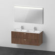 DURAVIT XBase Möbel-Set 1300x490mm mit Waschtisch, Unterbau, Spiegel und LED – Nussbaum Dunkel