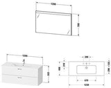 DURAVIT XBase Möbel-Set 1230 mm mit Waschtisch, Unterbau, 2 Schubladen & Spiegel – Weiß Glänzend