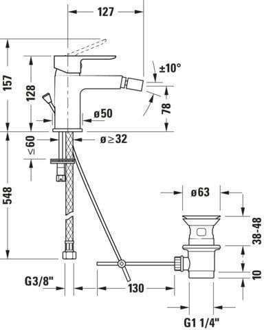 Duravit D-Code Einhebel-Bidetmischer Chrom – Keramikmischsystem, 118 mm Auslauf