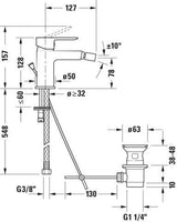 Duravit D-Code Einhebel-Bidetmischer Chrom – Keramikmischsystem, 118 mm Auslauf