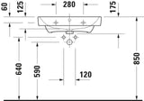 Duravit No.1 Möbelwaschtisch 550 mm weiß mit Überlauf und Hahnlochbank