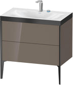 Mitteldichte Faserplatte (MDF) / 2Ausz.,2Hl,schwarz / flannel grey hochglanz