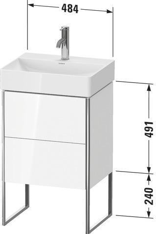 Duravit XSquare Waschtischunterbau COMPACT 491x484x390 mm weiß matt – 2 Auszüge, Fußgestell