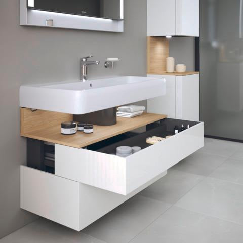 DURAVIT Qatego Hochschrank 400 mm, 2 Türen, weiß Hochglanz, Eiche Schw. Matt