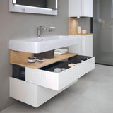 DURAVIT Qatego Hochschrank 400 mm, 2 Türen, weiß Hochglanz, Eiche Schw. Matt