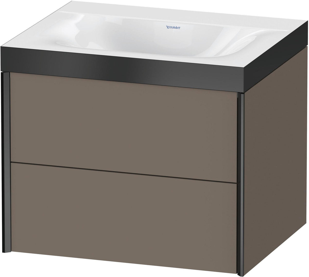 Duravit XViu c-bonded Waschtischunterbauset 600 mm, 2 Schubkästen, schwarz matt / dolomiti grey