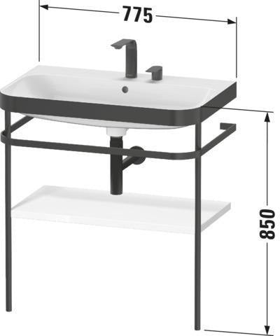 Duravit Happy D.2 c-bonded Waschtischset 775 mm mit Metallkonsole in Taupe seidenmatt