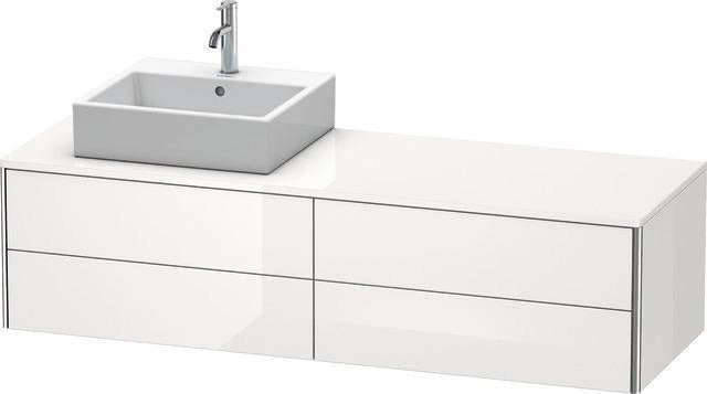 Duravit XSQUARE Waschtischunterbau 1600 mm mit Becken links – Sand Matt