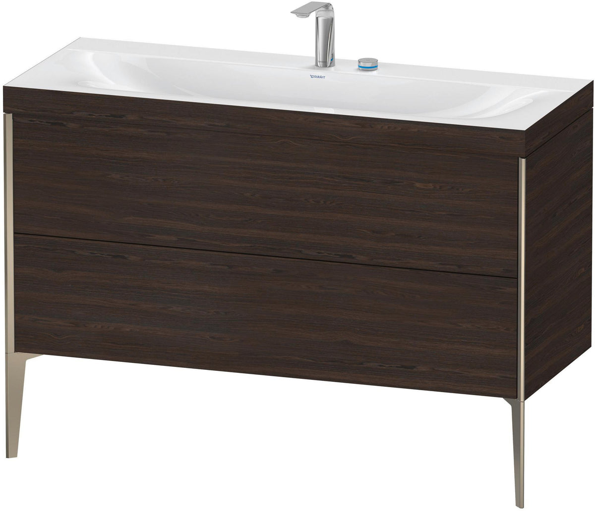 DURAVIT XViu c-bonded Waschtischunterbauset 1200 mm mit 2 Auszügen, champagner matt / amerikanischer Nussbaum