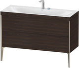 DURAVIT XViu c-bonded Waschtischunterbauset 1200 mm mit 2 Auszügen, champagner matt / amerikanischer Nussbaum