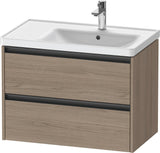 Duravit Ketho.2 Waschtischunterbau 784 mm Eiche Terra mit 2 Schubkästen und Becken rechts