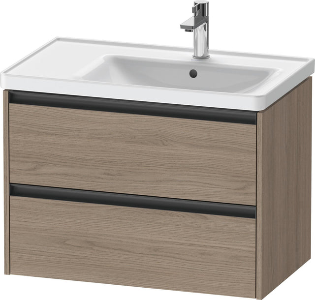 Duravit Ketho.2 Waschtischunterbau 784 mm Eiche Terra mit 2 Schubkästen und Becken rechts