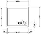 DURAVIT Starck Slimline Duschwanne 750x900 mm Weiß mit Antislip – Rechteckig, Sanitäracryl