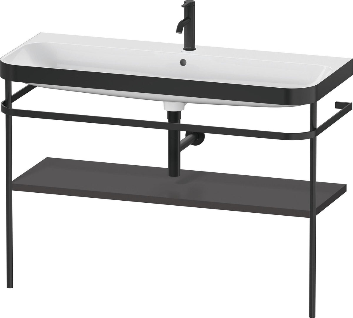 DURAVIT Happy D.2 c-bonded Waschtischset 1175 mm Graphit Supermatt mit Metallkonsole