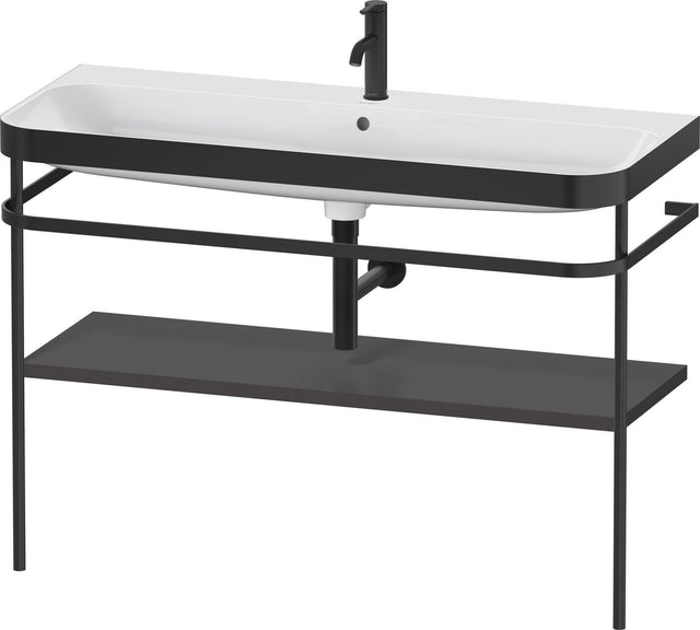 DURAVIT Happy D.2 c-bonded Waschtischset 1175 mm Graphit Supermatt mit Metallkonsole