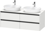 Duravit Ketho.2 Waschtischunterbau 1400 mm betongrau matt mit 4 Schubkästen