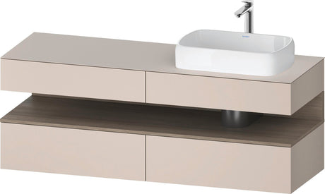DURAVIT Qatego Konsole-Waschtischunterbau 1600 mm Weiß Matt mit Eiche Terra Nische