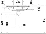 DURAVIT Viu Möbelwaschtisch 730 mm Weiß mit Überlauf und Hahnlochbank